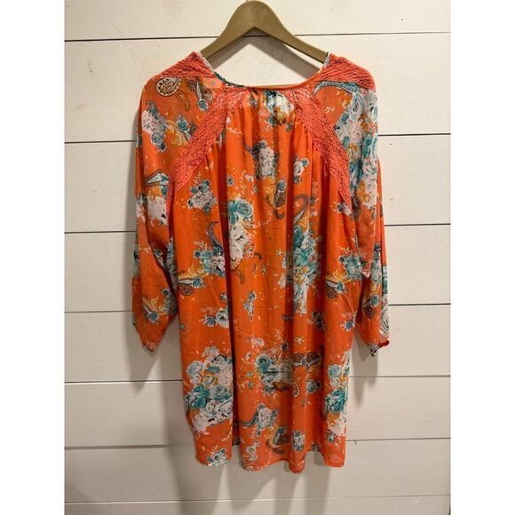 Torrid Kimono Peach Open Front Lace Lightweight 1/2 1x-2x - Picture 6 of 6